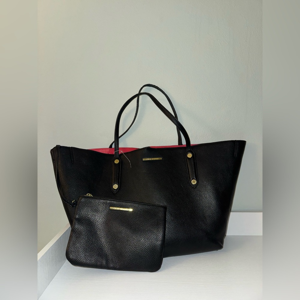 Steve Madden Black Tote with Pink Interior